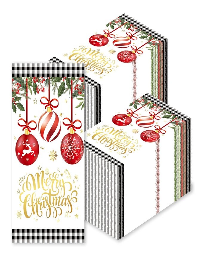 LDFDRT 100 Pcs Christmas Paper Napkins Disposable Flower Guest Dinner Napkins Bathroom Decorative Paper Hand Towels Decorative For Wedding Bridal Baby Shower Tea Party Birthday,4.3 X 7.9 Inch - Image 1